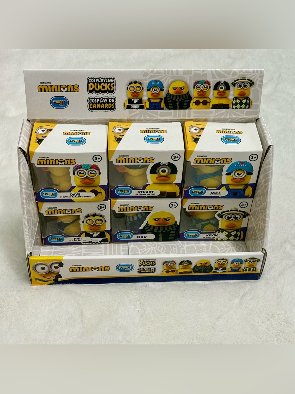 Minions TUBBZ Mini 6pc Set Gru Kevin Phil Dave Stuart Mel Complete Set w/DISPLAY